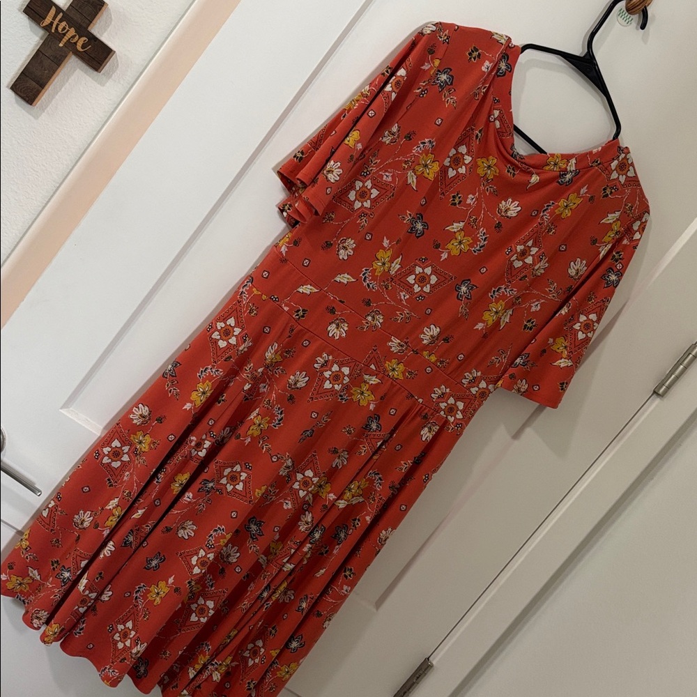 torrid Rust Floral Midi Dress - Picture 4 of 4